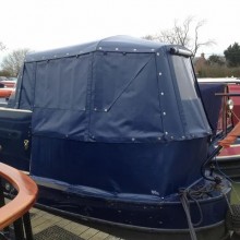 PVC narrowboat pram with window covers